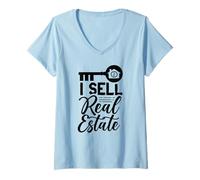 Femme Je Vends Immobilier Vendeur Courtier Agent Immobilier Agent Immobilier T-Shirt avec Col en V