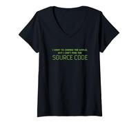 Femme Je Veux Changer Le Monde ne Trouve Pas de Code Source développeur T-Shirt avec Col en V
