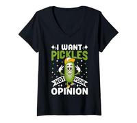 Femme Je Veux des cornichons, ce n'est Pas Ton Avis T-Shirt avec Col en V