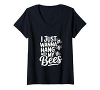 Femme Je Veux Juste m'amuser avec Mes Abeilles T-Shirt avec Col en V