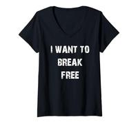 Femme Je Veux me libérer T-Shirt avec Col en V