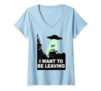 Femme Je Veux partir de façon drôle T-Shirt avec Col en V