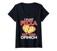 Femme Je Veux Une Pizza Pas Ton Avis Humour Sarcastique T-Shirt avec Col en V