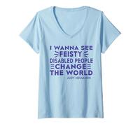 Femme Je Veux Voir des Personnes handicapées courageuses Changer Le Monde T-Shirt avec Col en V