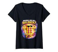 Femme Je Veux Voir Mon Pack de Six Briques, Master Builder Funny T-Shirt avec Col en V