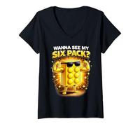 Femme Je Veux Voir Mon Pack de Six Briques, Master Builder Funny T-Shirt avec Col en V