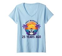 Femme Je viens de me marier il y a 25 ans, pour le 25e anniversaire de mariage T-Shirt avec Col en V