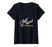 Femme Je Viens d'être embauché il y a 20 Ans, 20e Anniversaire de Travail de Funny Jubilee T-Shirt avec Col en V