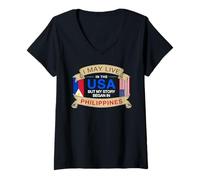 Femme Je vis Peut-être aux États-Unis, mais Mon Histoire a commencé aux Philippines T-Shirt avec Col en V