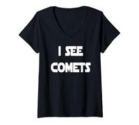 Femme Je Vois des comètes | Astronomie T-Shirt avec Col en V