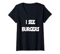Femme Je Vois des Hamburgers et mangeurs de Viande T-Shirt avec Col en V