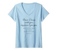 Femme Je Vous Laisse la Paix, Foi chrétienne, Écriture Jean 14:27 T-Shirt avec Col en V