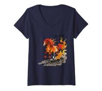 Femme Je Vous Souhaite Bonne Chance pour l'année du Cheval T-Shirt avec Col en V