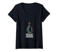 Femme Je Vous Souhaite Un Joyeux Noël T-Shirt avec Col en V
