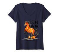 Femme Je Vous Souhaite Un succès immédiat pour l'année du Cheval T-Shirt avec Col en V