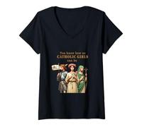 Femme Jeanne d'Arc, Rose de Lima, Philomène T-Shirt avec Col en V