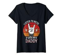 Femme J'écoute du Heavy Metal avec My Daddy Kids Heavy Metal T-Shirt avec Col en V