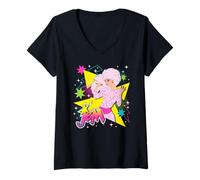 Femme Jem and The Holograms Jem Pop Star Singing Stars & Geometric T-Shirt avec Col en V