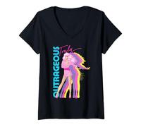 Femme Jem and The Holograms Truly Outrageous Jem Silhouettes Retro T-Shirt avec Col en V