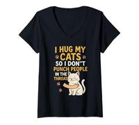 Femme J'embrasse Mes Chats pour ne Pas Frapper Les Gens dans la Gorge T-Shirt avec Col en V