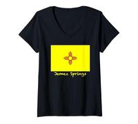 Femme Jemez Springs Drapeau du Nouveau-Mexique Souvenir des États-Unis T-Shirt avec Col en V