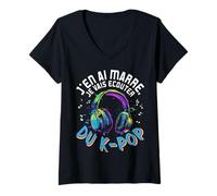 Femme J'en AI Marre Je Vais Écouter du K-Pop Fans de K-Pop Musique T-Shirt avec Col en V