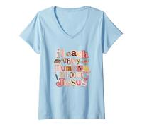 Femme J'enseigne à de Petits Humains ce Qu'est Jésus, éducateur chrétien T-Shirt avec Col en V