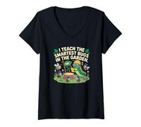 Femme J'enseigne aux insectes les plus intelligents du jardin, un joli art de professeur T-Shirt avec Col en V