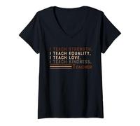 Femme J'enseigne la Force, l'égalité, l'histoire des Noirs | BHM T-Shirt avec Col en V