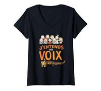 Femme J'entends des Voix Chef de Chœur Chanteur Chorale T-Shirt avec Col en V