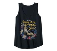 Femme J'Entre dans Mon 50ème Anniversaire comme Reine 50 Ans Fleur Débardeur