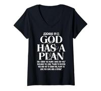 Femme Jérémie 29 11 Dieu a Un Plan : Bible chrétienne, versets et Foi T-Shirt avec Col en V