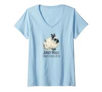 Femme Jersey Lapin en Laine 1,4 kg d'attitude dans Un Manteau de Fourrure T-Shirt avec Col en V