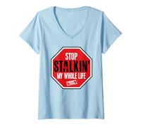 Femme Jersey Shore Stop Stalkin' My Whole Life T-Shirt avec Col en V