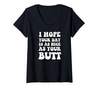 Femme J'espère Que ta journée est Aussi Belle Que tes Fesses - Funny Gym Fitness T-Shirt avec Col en V