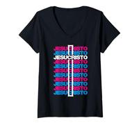Femme Jesucristo Cross Jesus Cristo Cruz Religious Bible Verse T-Shirt avec Col en V