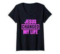Femme Jésus a changé ma Vie Demandez-Moi en Quoi la Bible de l'avocat de la Foi est audacieuse T-Shirt avec Col en V