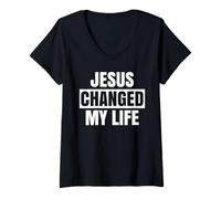 Femme Jésus a changé ma Vie Demandez-Moi en Quoi la Bible de l'avocat de la Foi est audacieuse T-Shirt avec Col en V