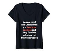 Femme Jésus a Dit : « Aimez Vos Ennemis, Soyez comme Le Christ » (Luc 6, 27) T-Shirt avec Col en V