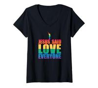 Femme JÉSUS A Dit D'AIMER Tout Le Monde Angel Moroni Mormon LGBT Meme T-Shirt avec Col en V