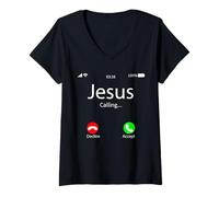 Femme Jésus appelle - Dieu chrétien fier T-Shirt avec Col en V