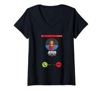 Femme Jésus Appelle, répondrez-Vous ? Graphique T-Shirt avec Col en V