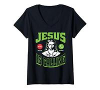 Femme Jésus Appelle T-Shirt avec Col en V
