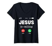 Femme Jésus Appelle Un Classique T-Shirt avec Col en V