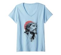 Femme Jésus-Christ, Couronne d'épines, Foi chrétienne, Religieuse T-Shirt avec Col en V