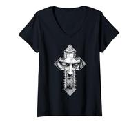 Femme Jésus Christ Croix d'épines Prière chrétienne Religion Dieu T-Shirt avec Col en V