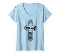 Femme Jésus Christ Croix d'épines Prière chrétienne Religion Dieu T-Shirt avec Col en V