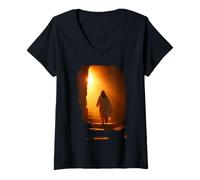 Femme Jesus Christ Glorious Resurrection Christian Faith (Black) T-Shirt avec Col en V