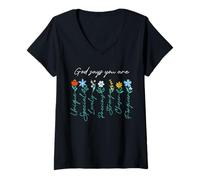 Femme Jésus : Dieu ne dit jamais que tu as béni le chemin, la vérité, la vie T-Shirt avec Col en V