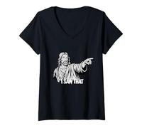 Femme Jésus drôle Je l'ai vu T-Shirt avec Col en V